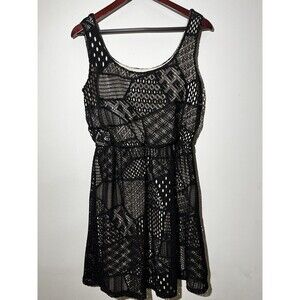 Dress Elastic Waist Patchwork Lace Overlay M Boho Festival Artsy Date Whimsigoth